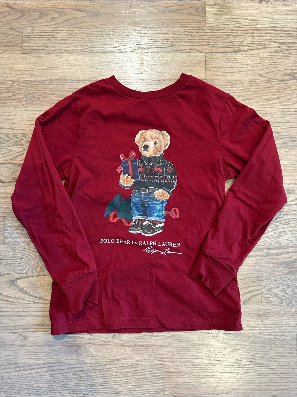Ralph Lauren Red Polo Bear Long-Sleeve Tee Small (8)